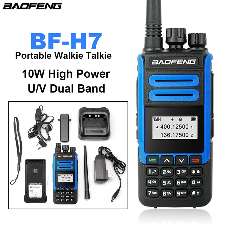 วิทยุสื่อสารแบบพกพา BF-H7วิทยุสื่อสารแบบมือถือ H7วิทยุสื่อสารแบบพกพา10W รังสียูวีแบบ Dual Band ใช้ได้ไกล CB HAM