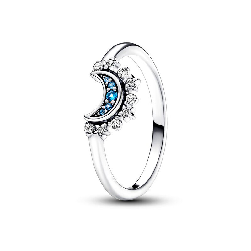女性のためのスターリングシルバーの石の指輪,リング,100% スターリングシルバー,透明な青い石,オリジナルのジュエリー,DIY,ギフト,925