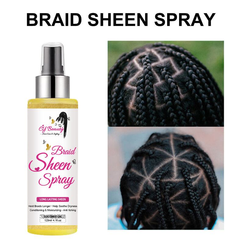 Braid Sheen Spray Anti-Itch, Sèche Rapidement, Lissage Naturel Biologique, Anti-Frisottis, Hydratant Brcorporelle, Extra Brcorporelle, 120ml