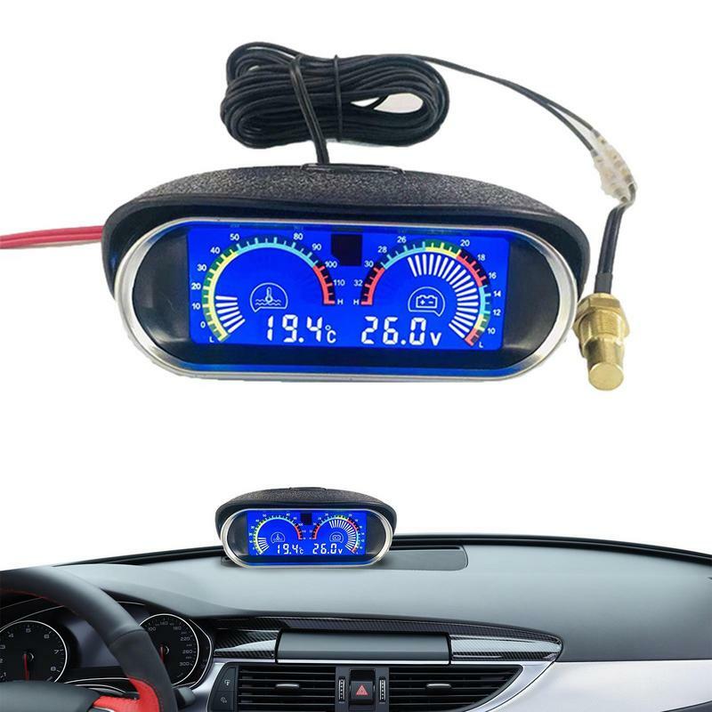 Pengukur suhu air Voltmeter, alat pengukur kecepatan Speedometer, Tachometer untuk otomatis, tahan air, LCD Digital, Sensor pengukur suhu