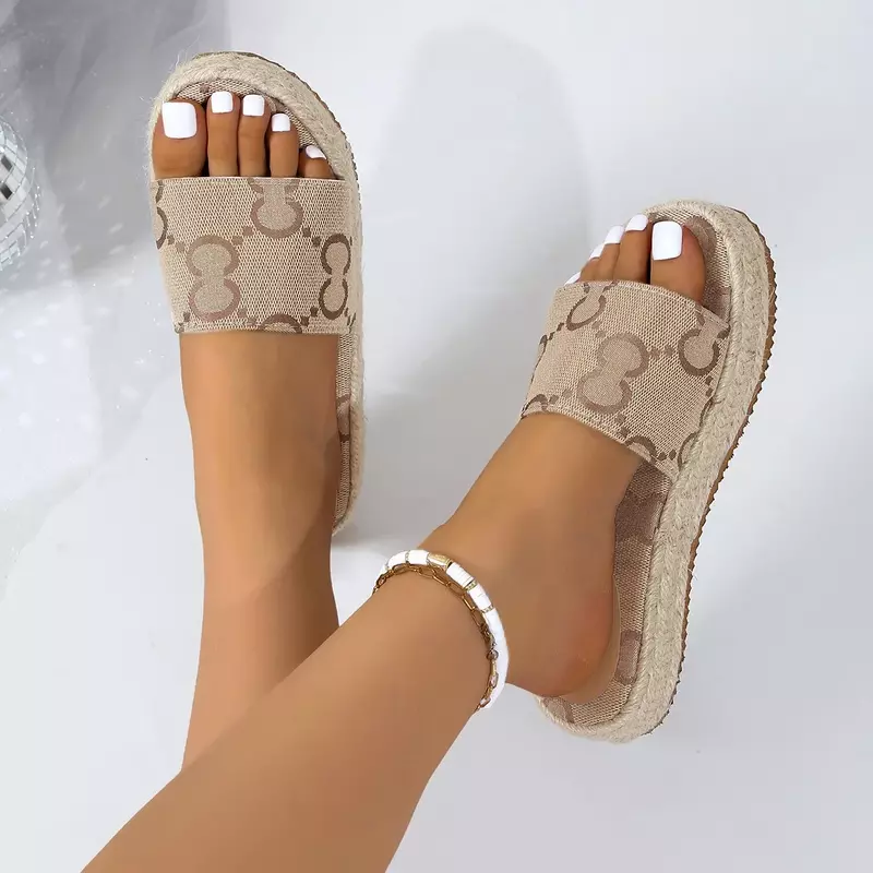 Zapatillas de plataforma de Color liso para mujer, sandalias de lujo a la moda para fiesta, banquete y playa, novedad de verano, 2024