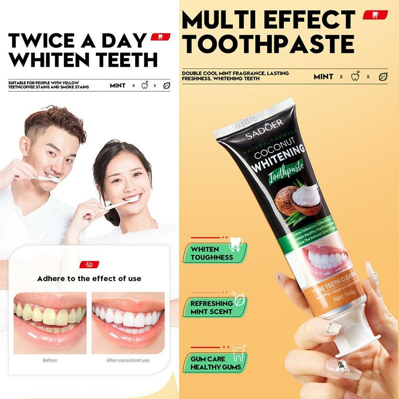 口腔ビタミンC歯磨き粉、白、活性炭汚れ、歯のホワイトニング、ブレスバの減少、100g、e1j4