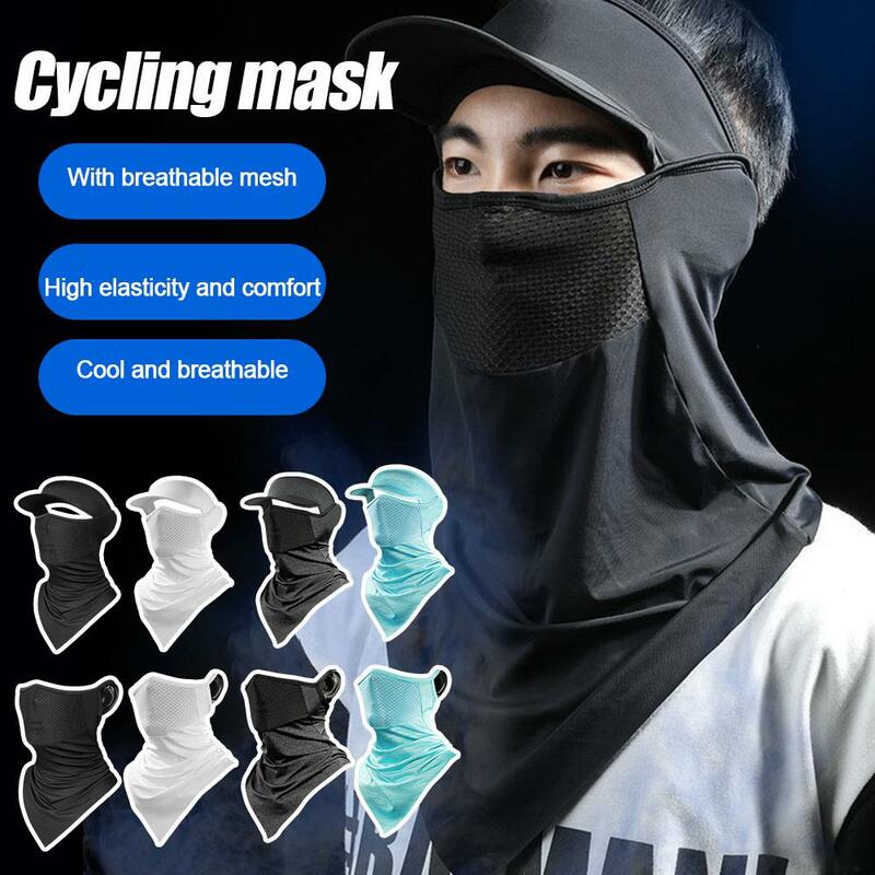 Máscara protetor solar de seda gelo verão para homens e mulheres, balaclava, anti-ultravioleta, poeira, ao ar livre, pesca, bicicleta, chapéu respirável