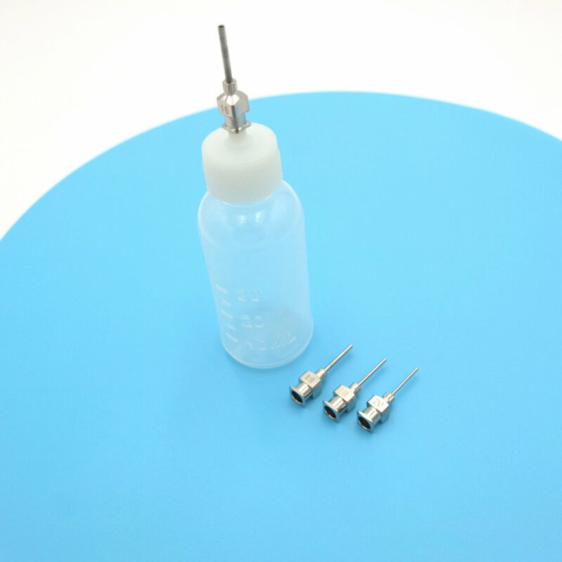 Bouteille d'applicateur de henné en plastique et ensemble de pointes en acier inoxydable, bouteille d'applicateur de colle à pointe fine, 1 jeu, 1oz