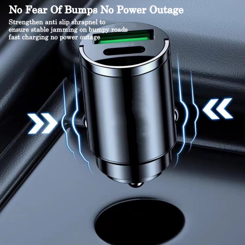 Mini chargeur de voiture allume-cigare 200W, charge rapide pour iPhone QC3.0, mini PD USB Type C, chargeur de téléphone de voiture pour Xiaomi Samsung Huawei