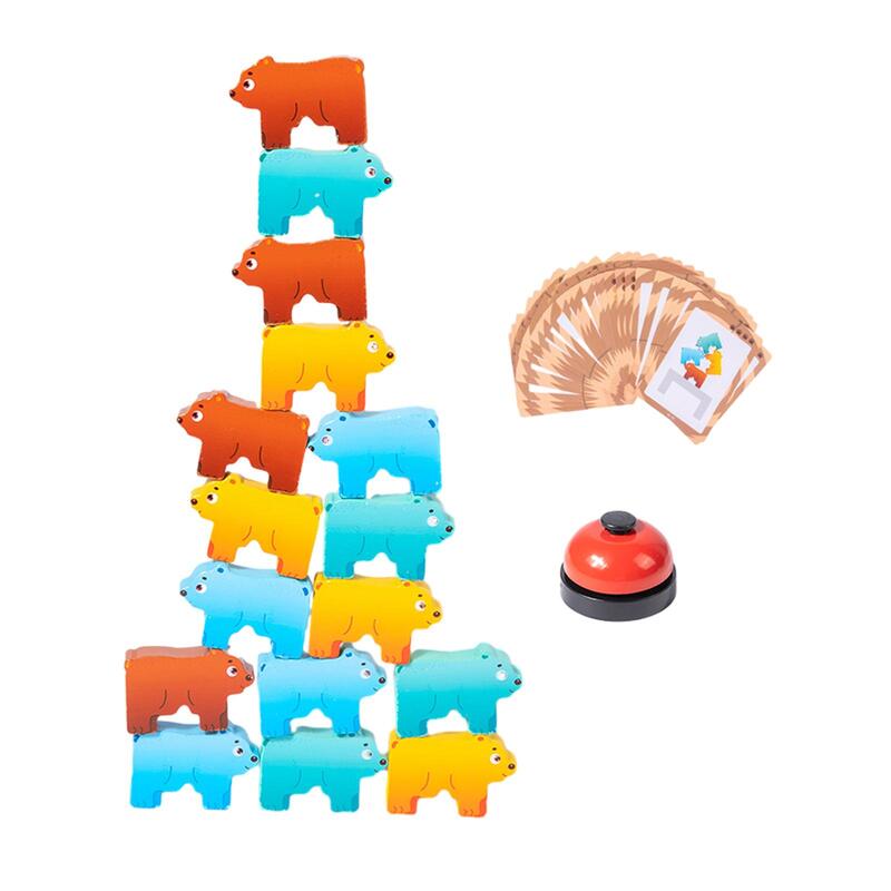 Mainan bangun permainan keseimbangan mainan edukasi keterampilan Motor halus mainan susun hewan lucu mainan susun kayu untuk hadiah anak-anak