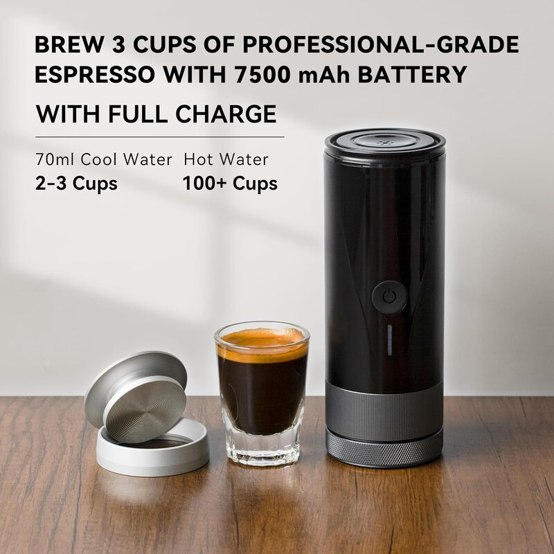 휴대용 자체 가열 커피 메이커, 전문 전기 여행 커피 머신, 초미세 그라인딩과 호환, PCM04