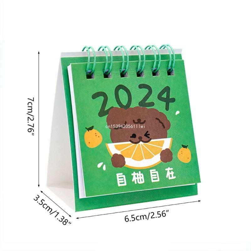 Calendario mensual pequeño planificación diaria, Mini calendario escritorio dibujos animados bonito 2024 para del y