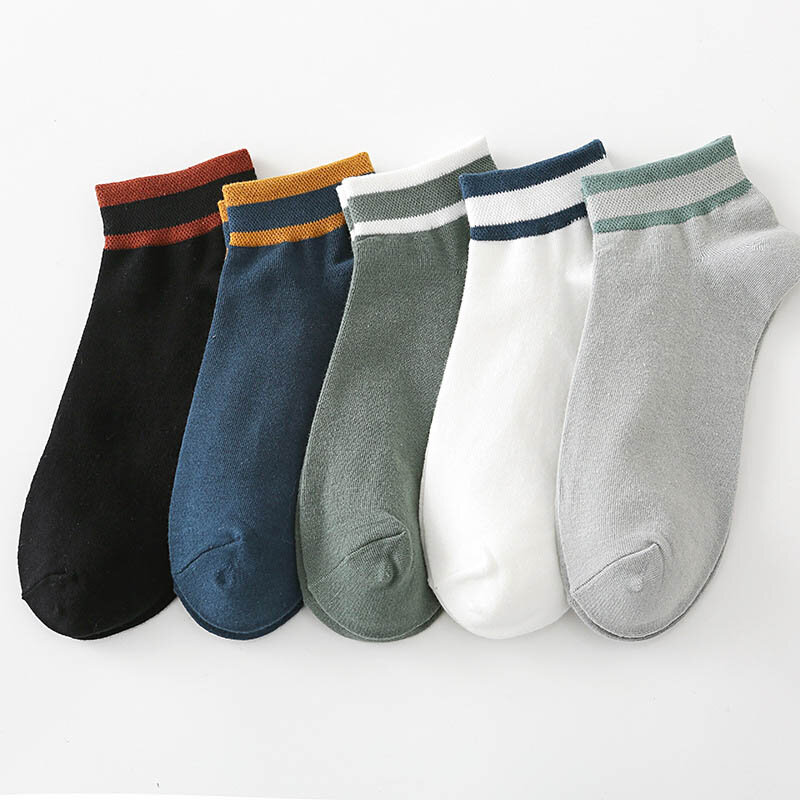 Calcetines tobilleros de algodón para hombre, medias cómodas y transpirables resistentes al desgaste, alta calidad, 5 pares, primavera y otoño