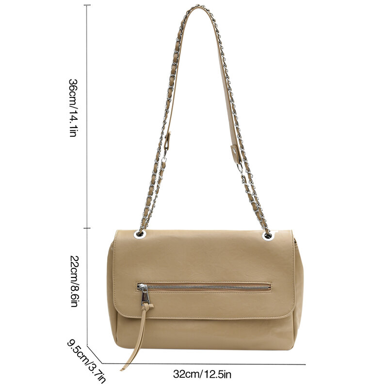 Brown Black Women Bag Designer Shoulder Bag Fashion Underarm Handbag Chain Bag Ladys Large Capacity Pu Leather Bag Tote Sac