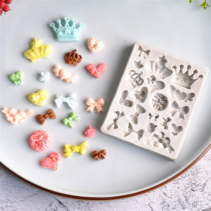 Korona muszka silikonowe formy kuchnia DIY pieczenie ciasta dekoracji deser masy cukrowej czekolady formy herbatniki deser narzędzie do robienia C119