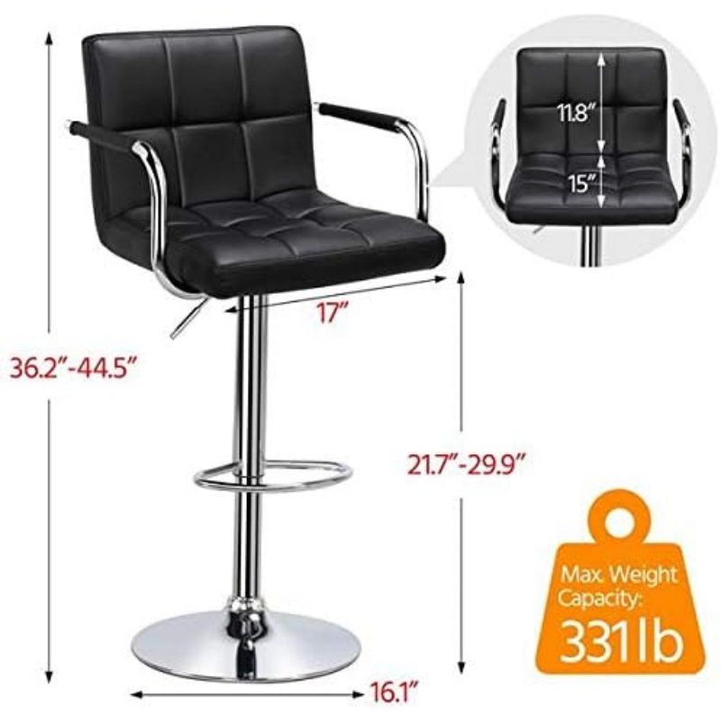 Yaheetech bar stools  4pcs Adjustable Bar Stools Kitchen Counter Barstools Bar/Counter Height Stool Chairs PU Leather  Armrest