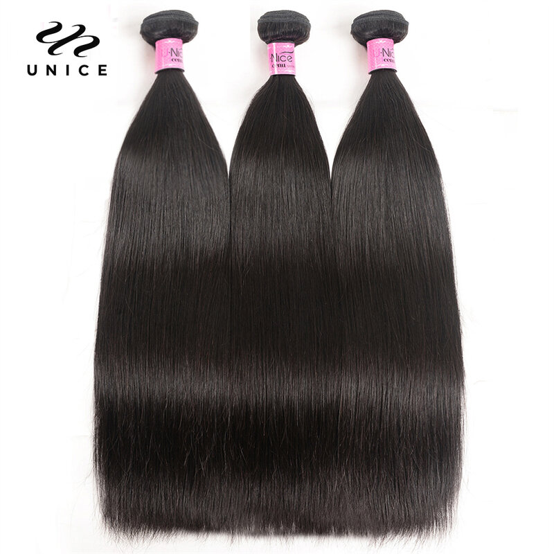 Unice Hair Straight Brazilian Hair Weave Bundles 1 Bundle 100% Human Hair Natural Color Remy Hair Extension