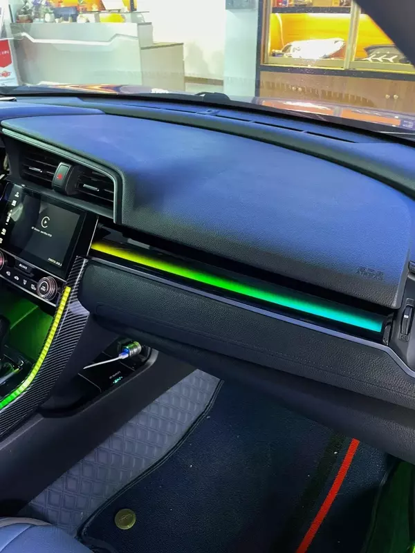 64 Kleuren Led-Omgevingslicht Voor Honda Civic 10e 2016-2021 Dynamische Sfeerlampknop + App-Bediening