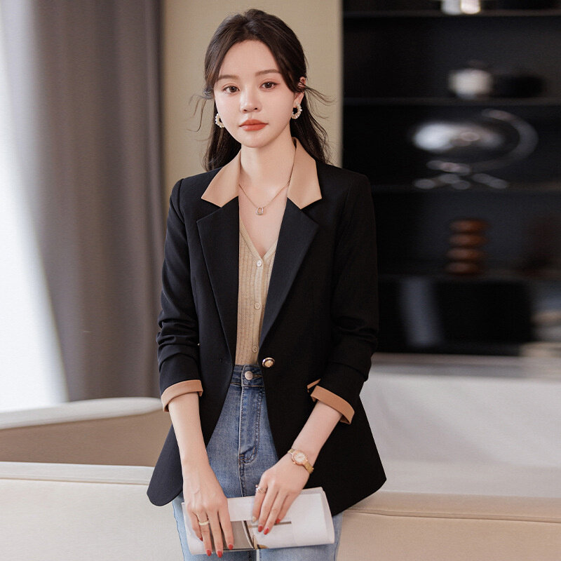 Fashion Blazer Women 2024 New Spring Casual Long Sleeve New Colored Suit Collar Single Nutton Blazers Feminino Jackets Outerwear