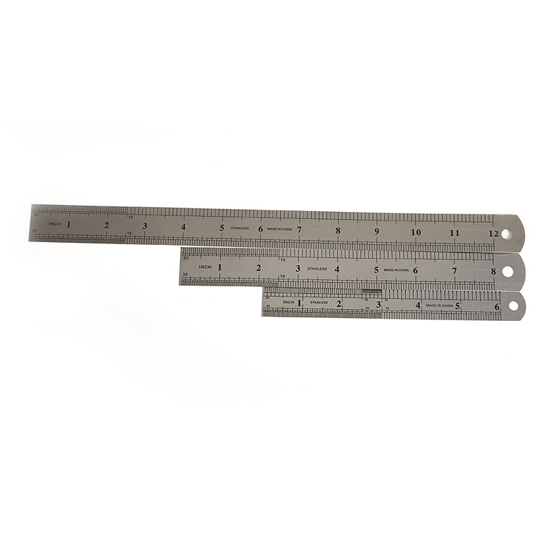 Regla recta de Metal de acero inoxidable, herramienta de medición de doble cara de precisión, 15/20/30cm
