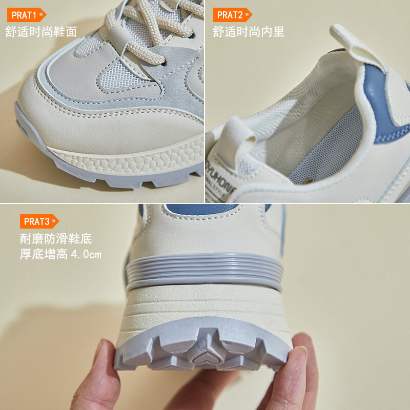 New Breathable Women Shoes Thick-Soled Increase Female Sneakers Fashion Sports Casual Size 35-40