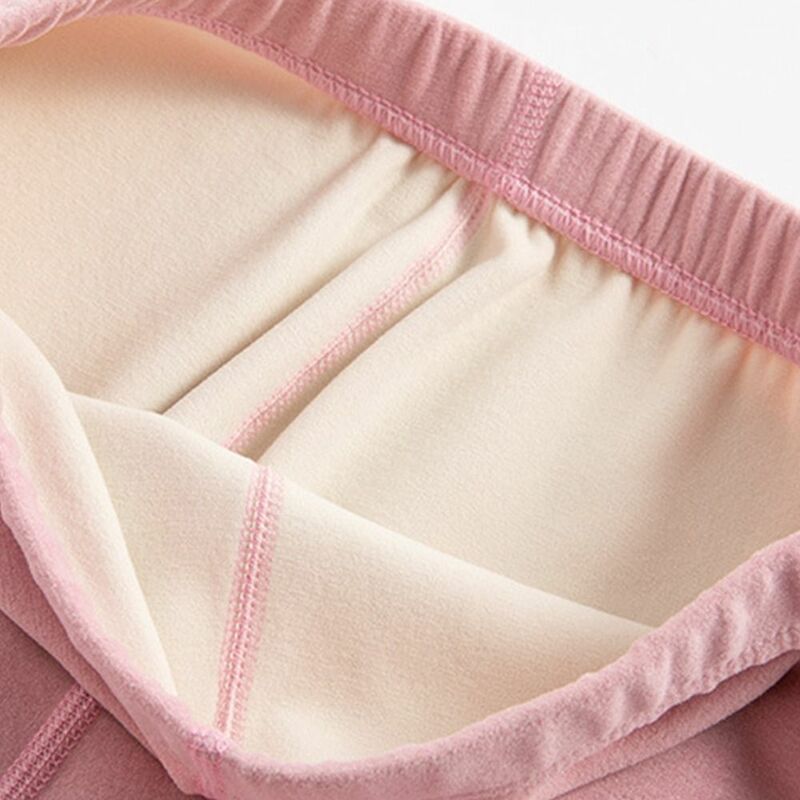 Soft German Fleece O-Neck Solid Color Nylon Long Johns Set Elastic Underwear Women Thermal Underwear Korean Style Sleepwear