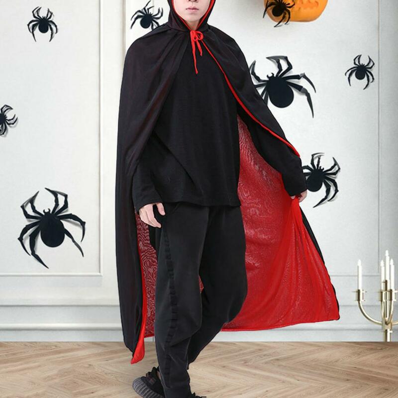 Jubah Halloween jubah anak-anak dewasa penyihir jubah vampir jubah bertudung jubah reversibel hitam merah pakaian kostum Cosplay pesta Halloween