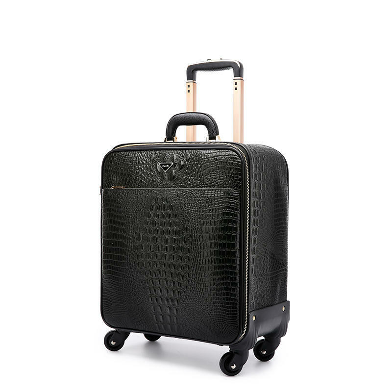 Genuine Leather alligator suitcase 16/18/20 "business pull rod travel luggage male carry on trolley female travel boarding box