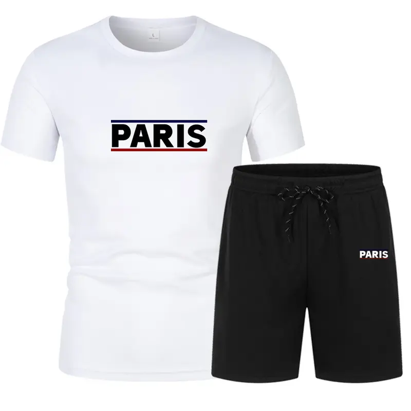 Sets Men's Short-Sleeved T-shirt Sportswear 2024 Summer Round Neck T-shirt + Shorts Casual Basketball Sportswear Men's Clothing