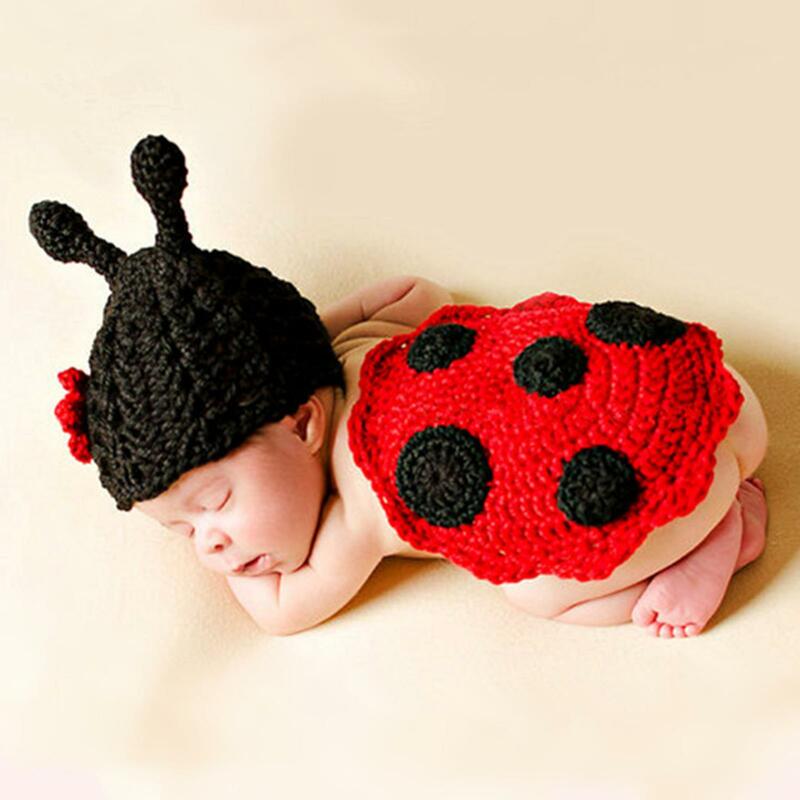Newborn Ladybug Suit Costume Outfits 0 to 6 Months Hat, Cape Photography Props