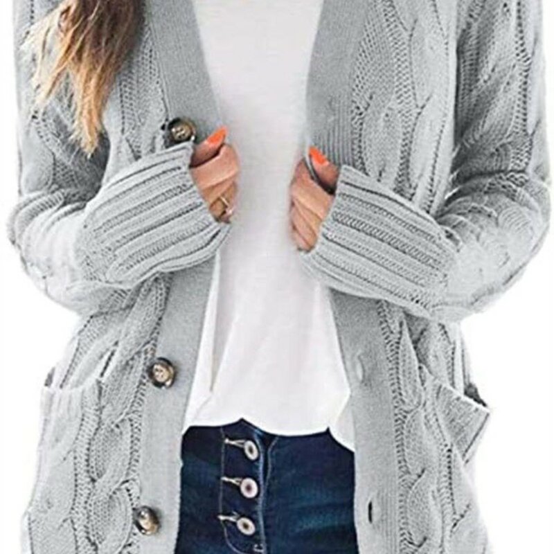 SUSOLA Lady-cárdigan de manga larga para mujer, suéter con cuello en V, abrigo de punto de un solo pecho, nuevo estilo, Europa, Otoño e Invierno