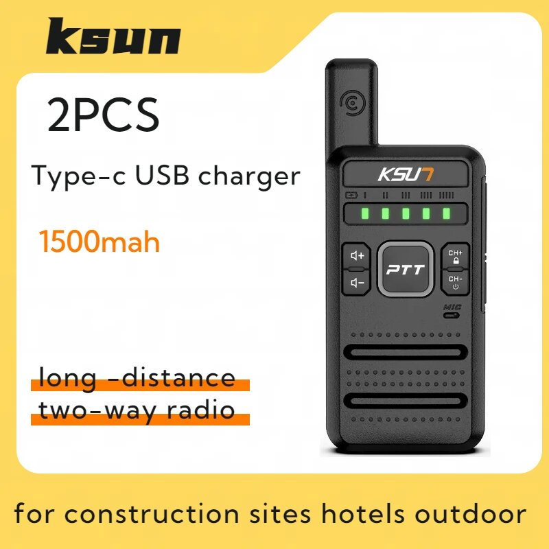 KSUN M10 Portable Compact Professional Walkie Talkie Transceiver Radio Equipment Ham Radio 2 pcs Long Range UHF Radio 400-470