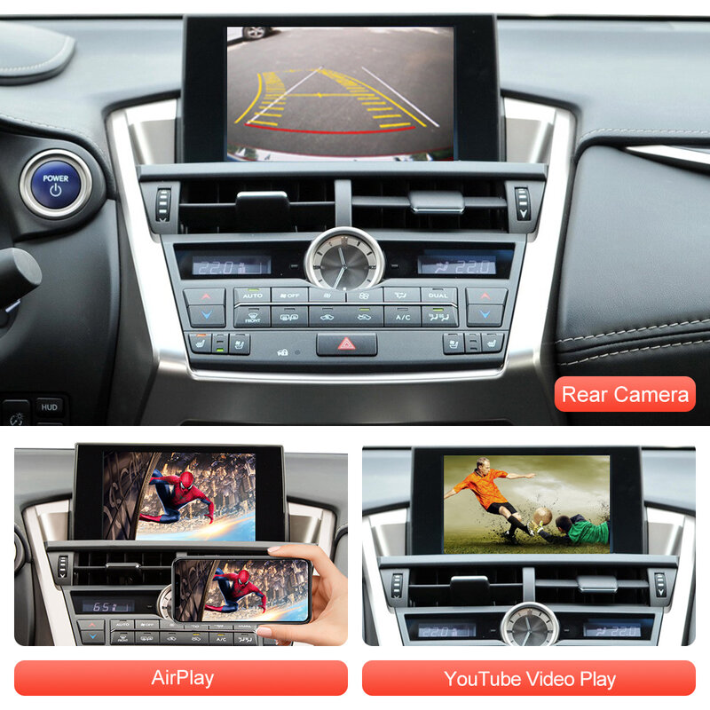 ไร้สาย Apple CarPlay Android Auto Decoder สำหรับ Lexus RX 2016-2019,พร้อม MirrorLink AirPlay กล้องด้านหลัง HDMI Car Play ฟังก์ชั่น