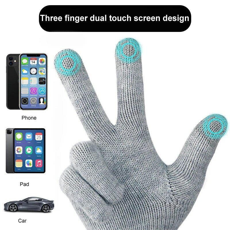 Doppels chicht Plüsch isolierte Winter handschuhe verbessert Touchscreen kaltes Wetter thermisch warm gestrickt Handschuh zum Fahren Wandern