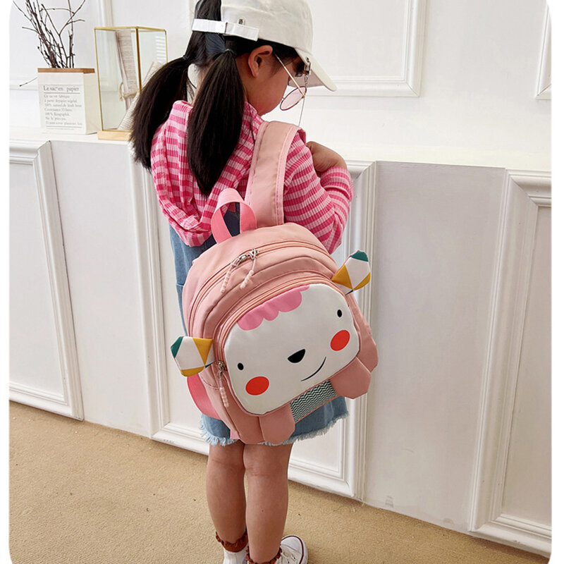 Lightweight Preschool Backpack for Girls Boys Ultra-light Multi-pocket Cartoon Shoulder Bag with Handle for Bottles Pencils