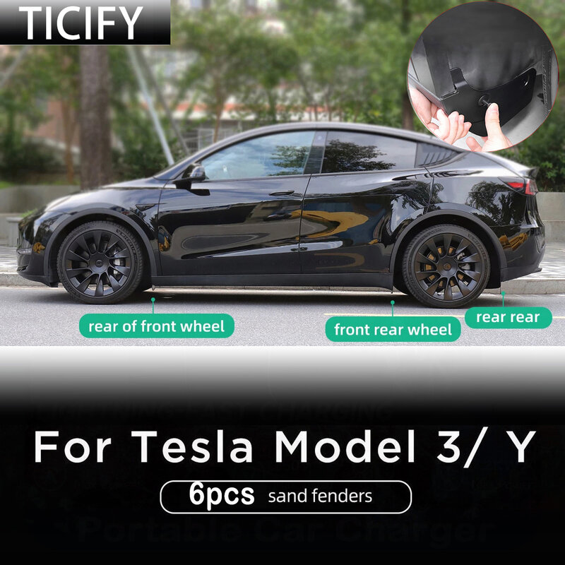Mud Flap TPE para-lamas para Tesla, acessórios atualizados, atualizar para evitar quebra, Tesla Model 3, Model Y 2023, 1:1