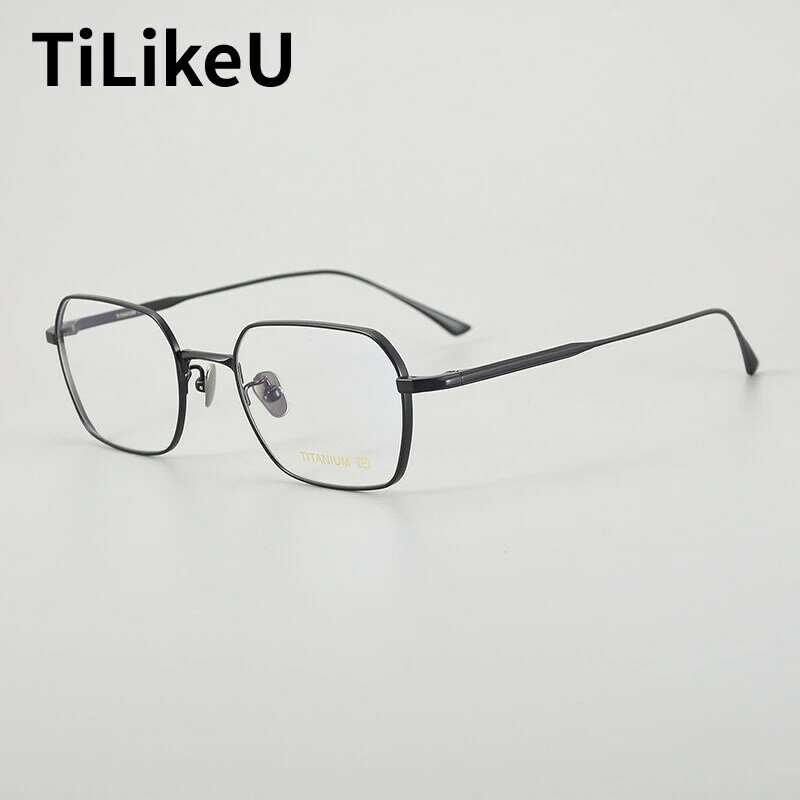Quadro de titânio ultraleve para homens e mulheres, óculos artesanais, óculos quadrados vintage, óculos de miopia óptica, moda japonesa