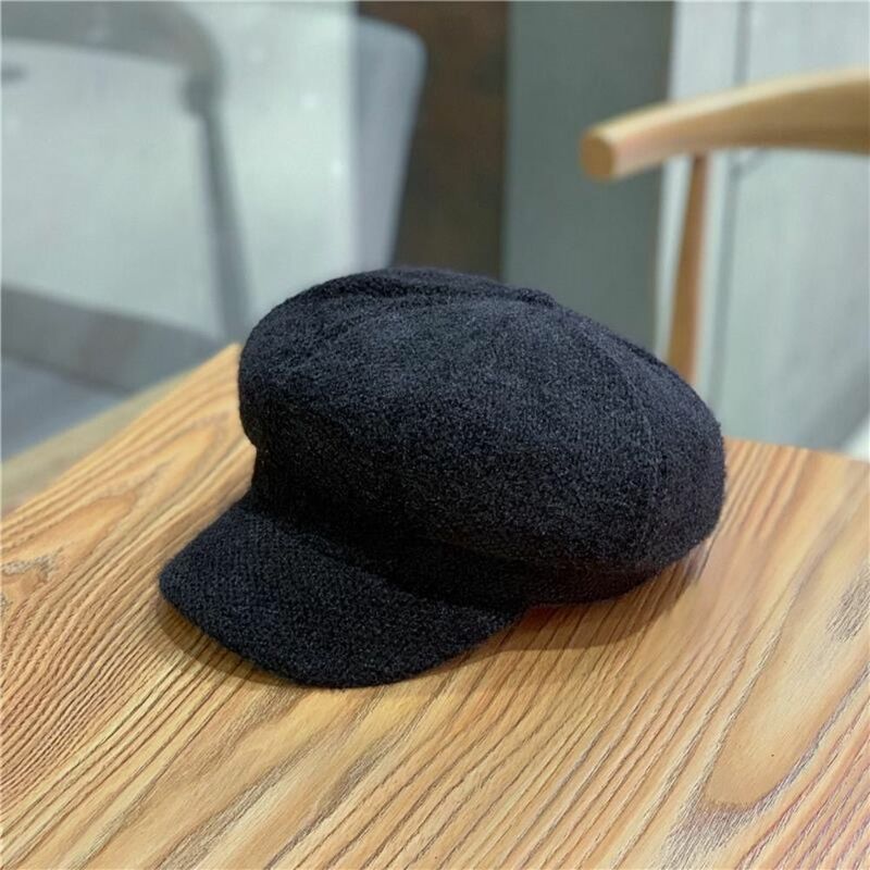 Chenille Women's Berets Peaked Cap Casual Retro Style Octagon Hat Plaid Solid Color Baseball Cap Women
