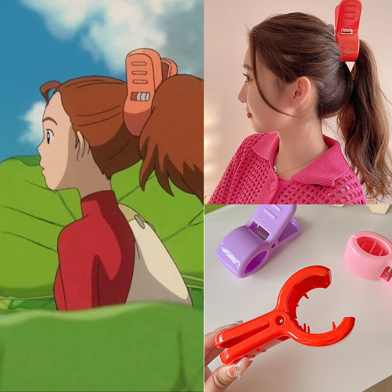 Colorful Cute Arrietty Cosplay Shark Hair Clip Adult Kid Red Ponytail Hairpin Fashion Korean Hair Claw Headwear Accessories Gift