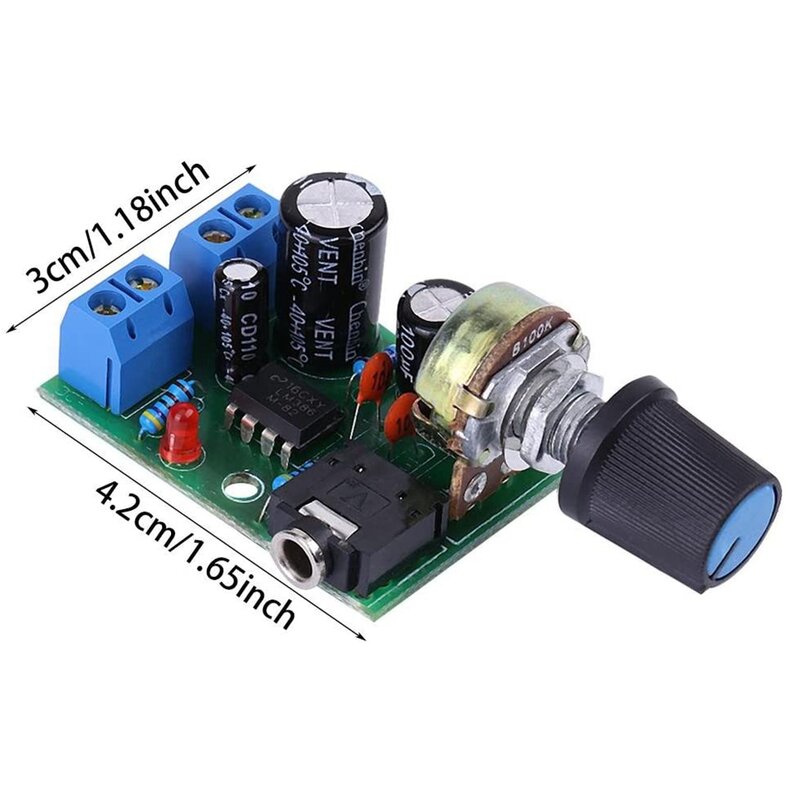 LM386 Super Mini Amplifier Board, 3V-12V, 0.5W-10W Speaker Low Noise Power Consumption, for Speaker Audio System DIY