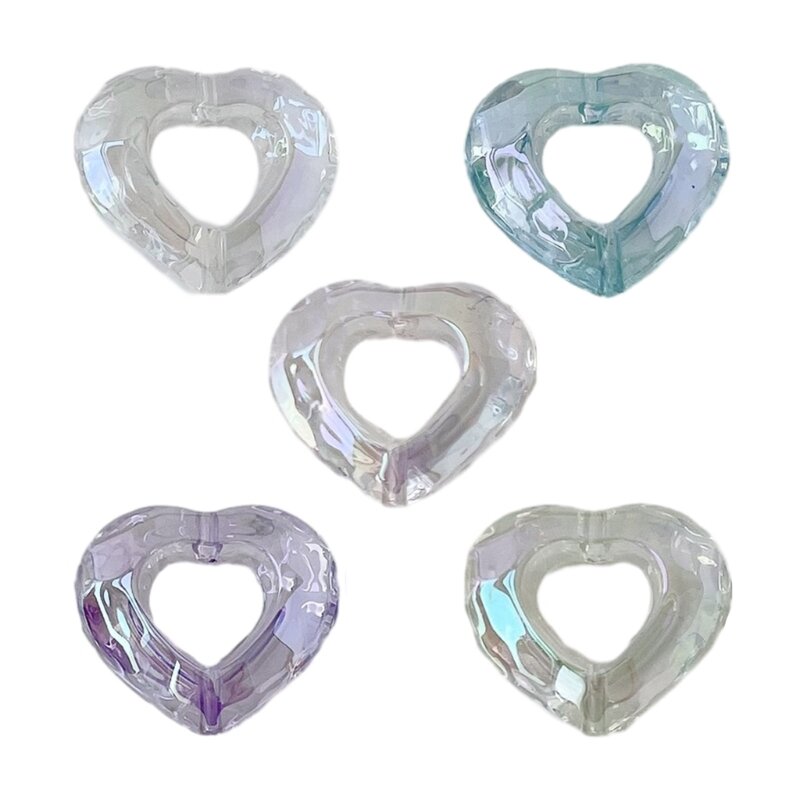 Y1UB Прозрачные красочные акриловые бусины-разделители в форме сердечек для DIY браслета, ожерелья, подвески
