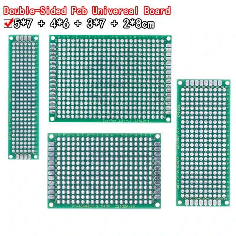 Dropshipping 4ชิ้น5x7 4x6 3x7 2X8ซม. ต้นแบบทองแดงสองด้านบอร์ด PCB แผงไฟเบอร์กลาสสากลสำหรับ Arduino