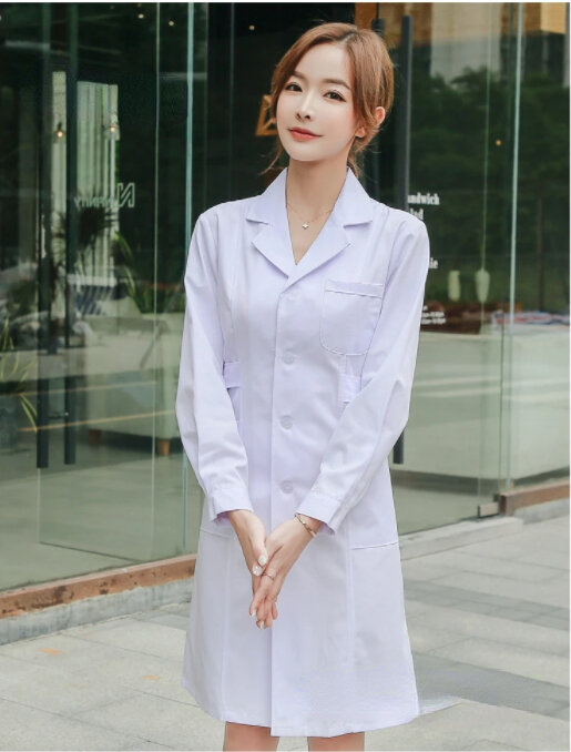 Mantel laboratorium perawat kimia, baju overall putih mantel lengan panjang seragam dokter pria lengan pendek Lab Dokter