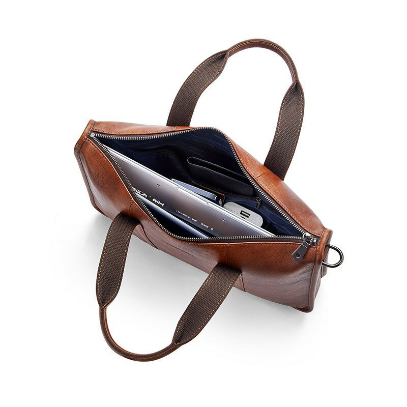 WILLIAMPOLO tas kantor pria tas kulit bisnis multifungsi tas kurir bahu tas tangan kerja tas Laptop 14 inci