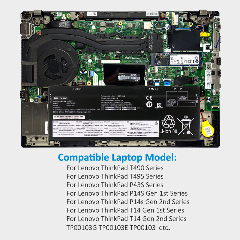 KingSener baru Battery Baterai UNTUK Lenovo ThinkPad T490 T495 P43S P14s generasi pertama Gen Gen Gen Gen