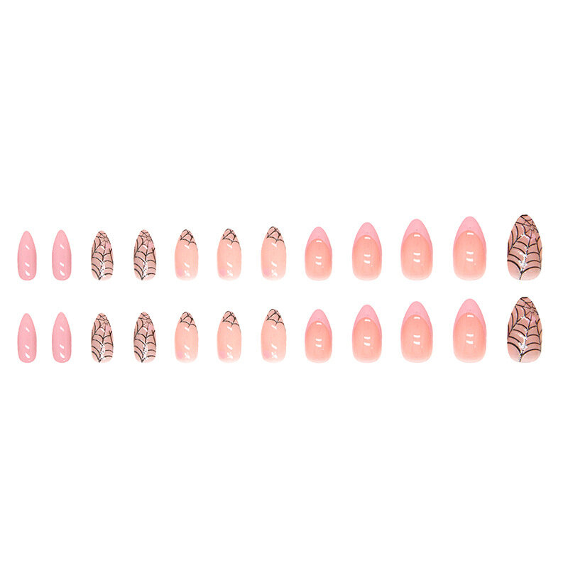 French Pink Tips Almond Fake Nails Lightweight Durable False Nails for Women Girls Nail Decor