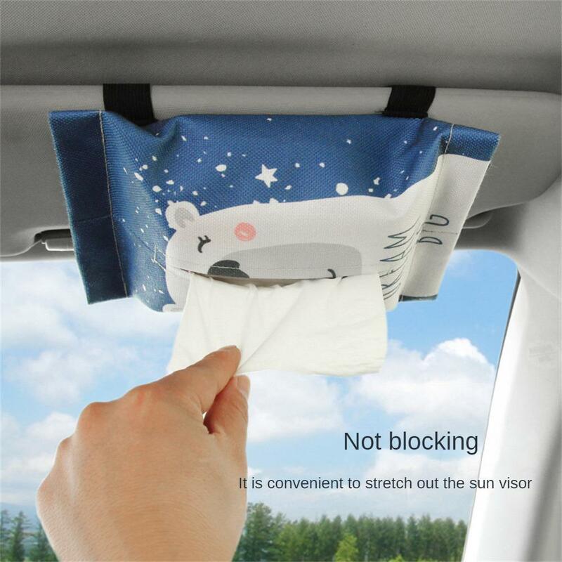 Car Armrest Box Paper Bag Double-sided Printing Portable Practical Universal Car Accessories Hanging Cartoon Sunshade Drawer