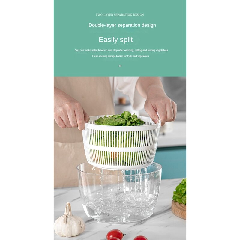 Spinner Manual de lechuga para preparación de verduras, bomba de 1 mano, secador de frutas, lavadora