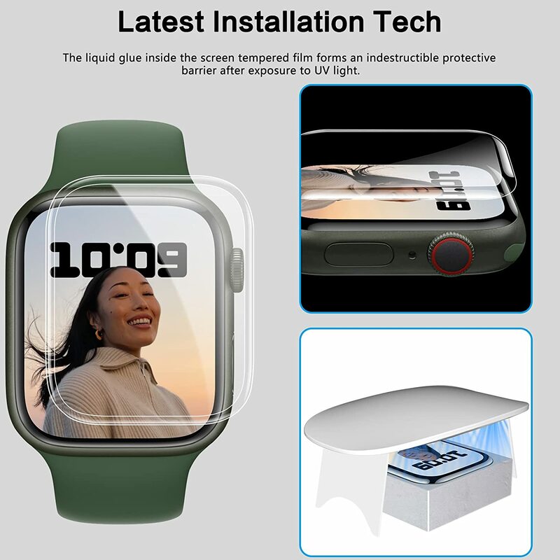 Película protetora transparente para Apple Watch, Screen Protector, Hydrogel Film, iWatch Series, 8, 7, SE, 5, 4, 6, 9, 45mm, 41mm, 44mm, 40 milímetros, 42 milímetros, 38 milímetros