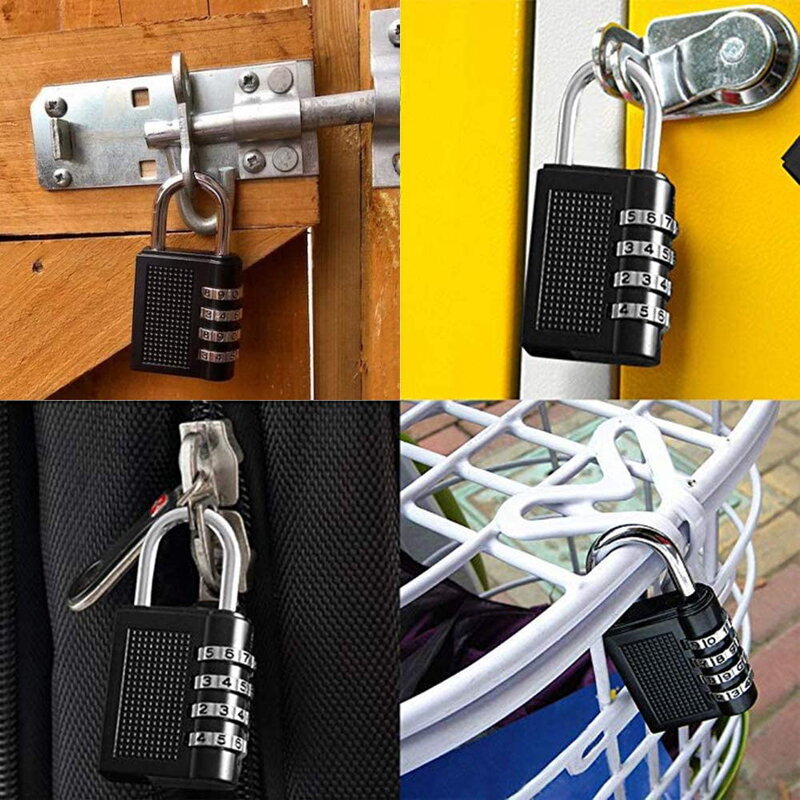 Zinc Alloy Combination Cadeado, 4 Dígitos Senha Código, Keyed, Anti-Theft Lock, Fit para Bagagem, Código de Viagem, Mala