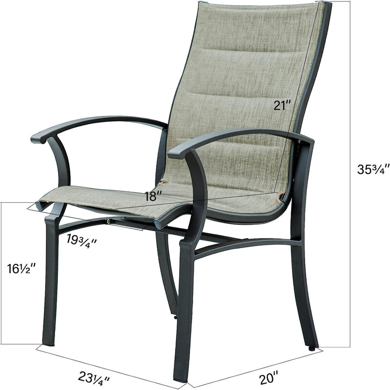 Kursi makan teras abu-abu elegan Set 2-bergaya Bistro kursi dengan kain jaring Textilene, bingkai baja Metal yang kokoh-Outd
