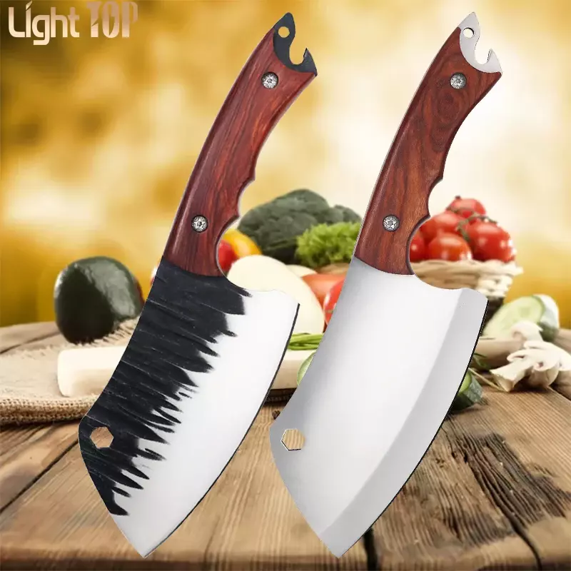 Couteau à viande opaque forgé, couteau de boucher en acier inoxydable, désoCumbria opaque pour chef de cuisine, outils de barbecue avec couvercle