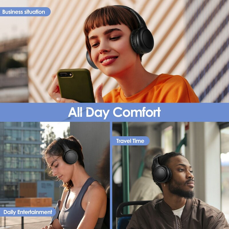 Siindoo JH-926B Wireless Bluetooth Headphones Over Ear Dobrável Headset Leve com Microfone 3 Modos EQ para Crianças Adolescente