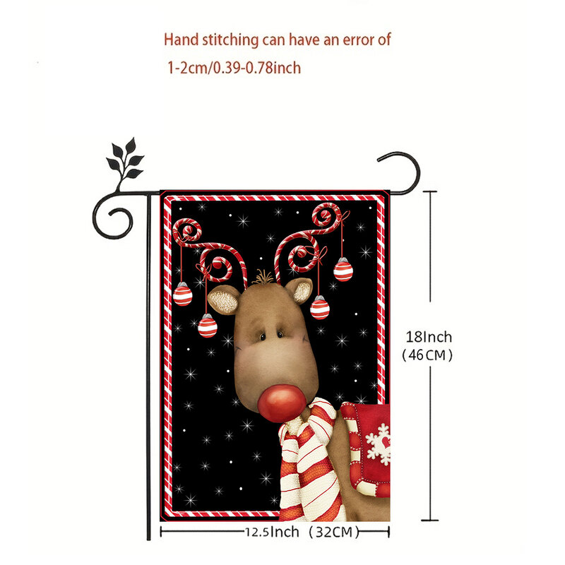 1pc Bell, snowman, elk pattern, double-sided printed garden flag, Christmas farm courtyard decoration, excluding flagpoles